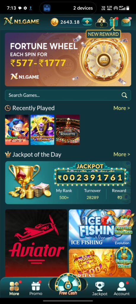 Online gaming homepage featuring Aviator, fishing games, roulette and jackpot